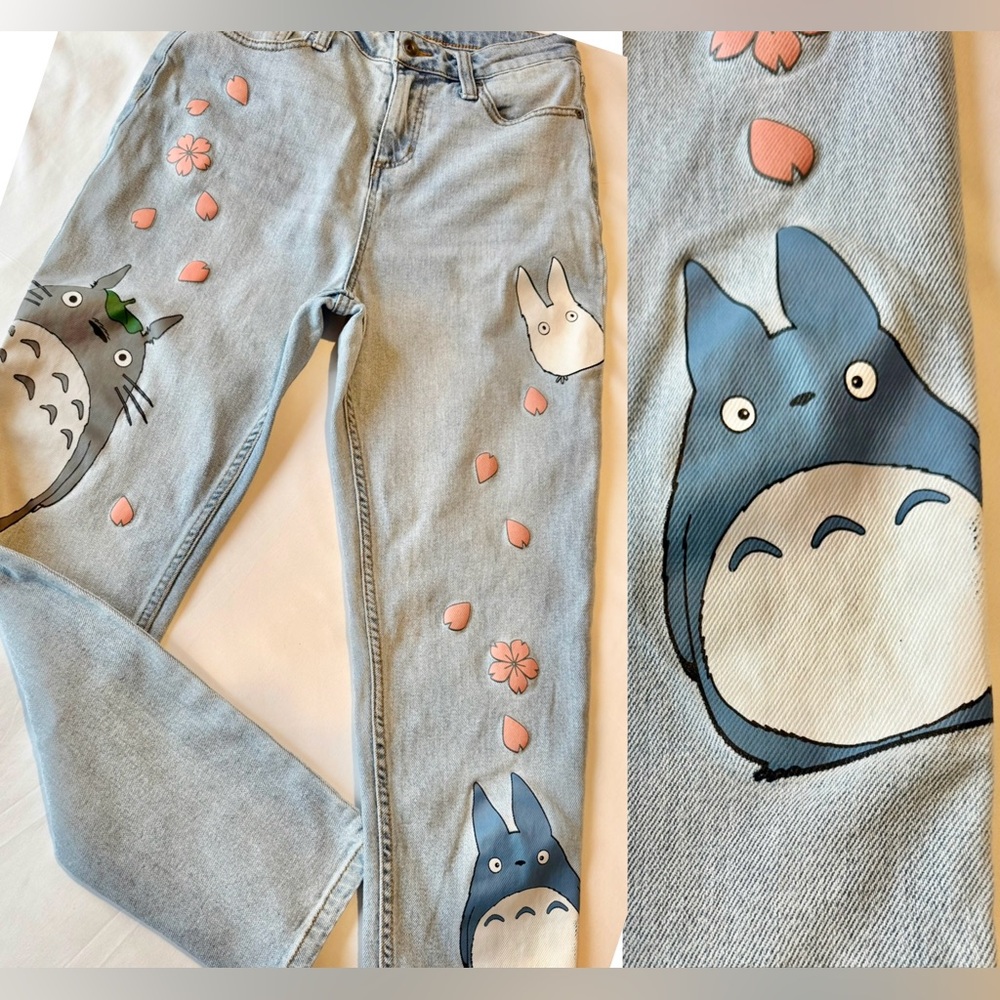 My Neighbor Totoro Studio Ghibli Blue Jeans - waist 14” flat lay